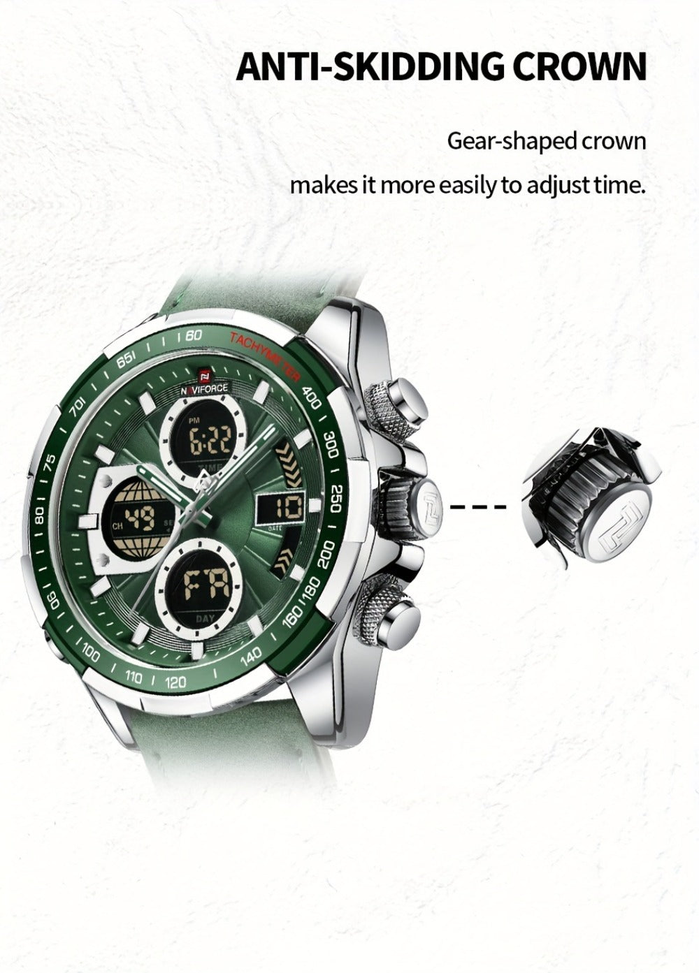 Men's Watch - NAVIFORCE 's Dual Display Genuine Leather Strap Multifunctional Sport - product detail view 20
