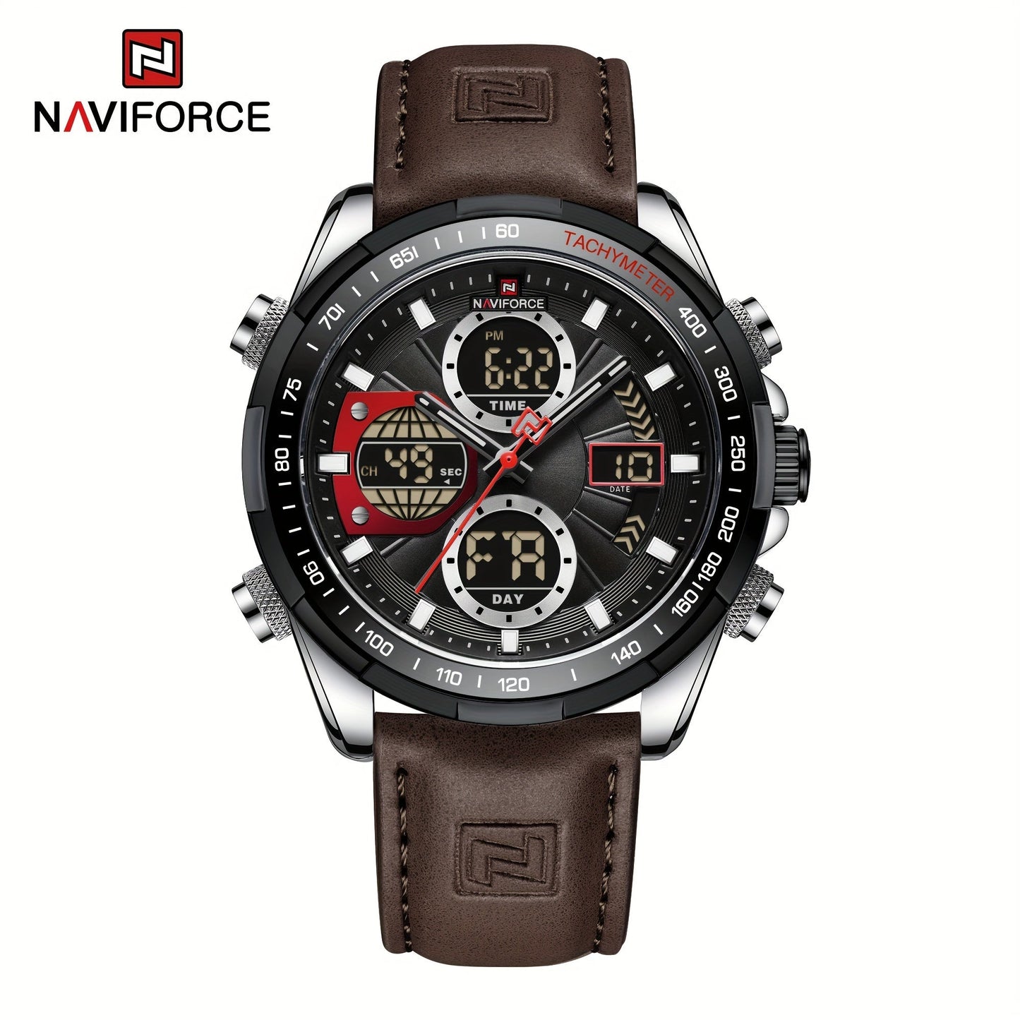 Men's Watch - NAVIFORCE 's Dual Display Genuine Leather Strap Multifunctional Sport - product detail view 21