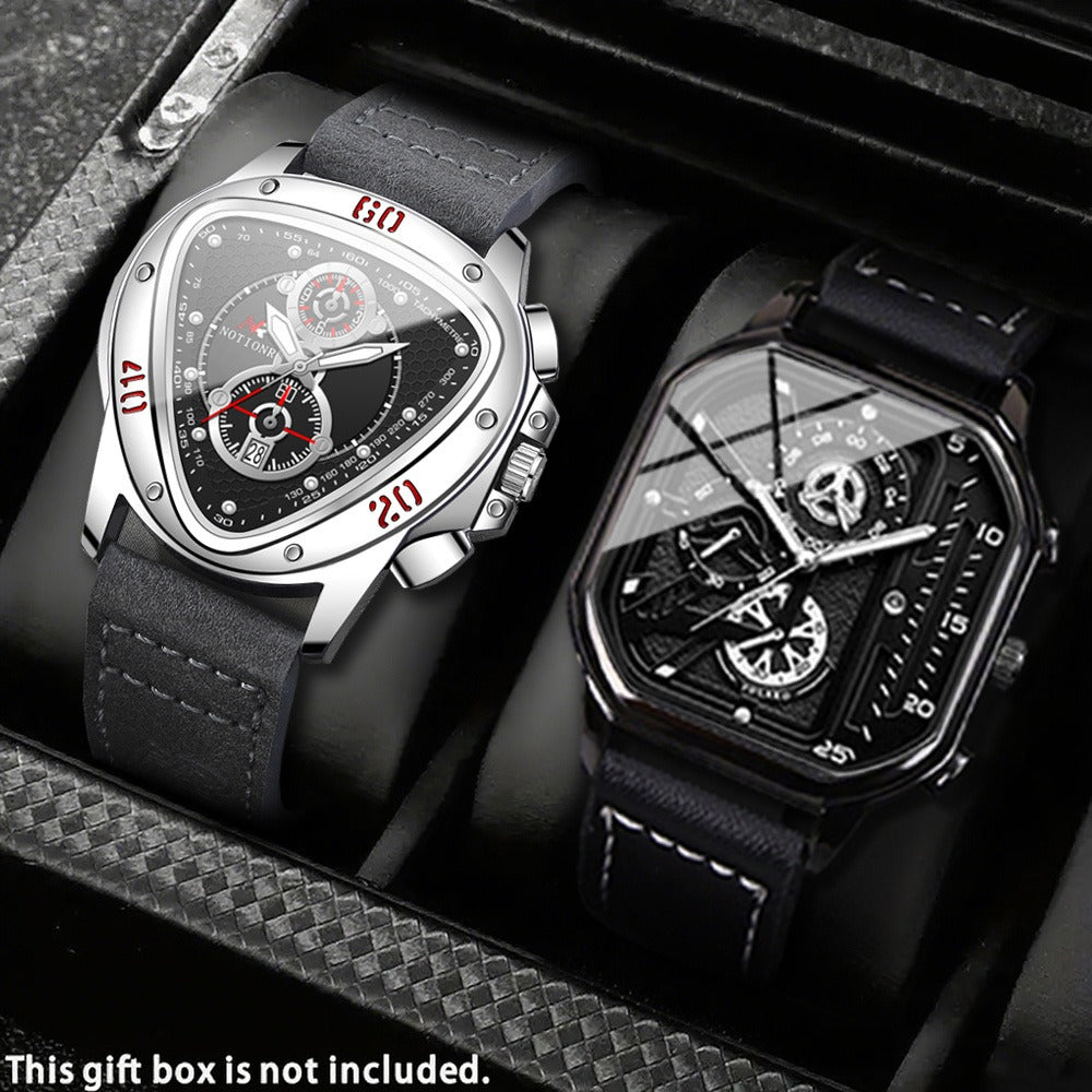 Men's Watch - 's 2-Piece Set Triangle Dial Silicone Strap & Retro Square Dial Faux - product detail view 11