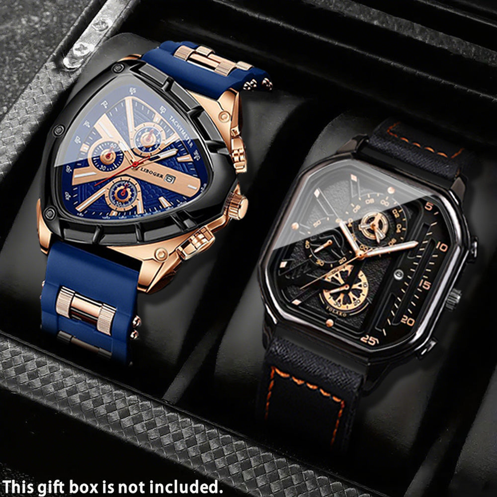 Men's Watch - 's 2-Piece Set Triangle Dial Silicone Strap & Retro Square Dial Faux - product detail view 53