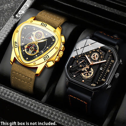 Men's Watch - 's 2-Piece Set Triangle Dial Silicone Strap & Retro Square Dial Faux - product detail view 57