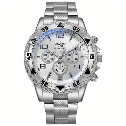 Men's Watch - 's Chunky Sport Gold & Silver Plated Chronograph-Style Bold Case, Blue - product detail view 3