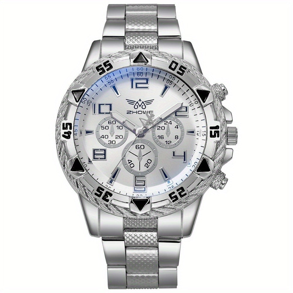 Men's Watch - 's Chunky Sport Gold & Silver Plated Chronograph-Style Bold Case, Blue - product detail view 8