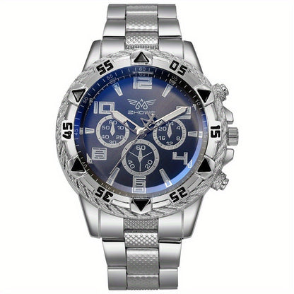 Men's Watch - 's Chunky Sport Gold & Silver Plated Chronograph-Style Bold Case, Blue - product detail view 11
