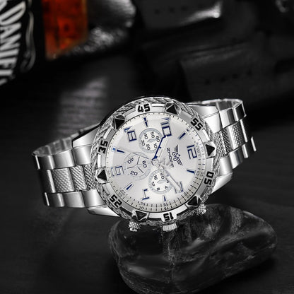 Men's Watch - 's Chunky Sport Gold & Silver Plated Chronograph-Style Bold Case, Blue - product detail view 13