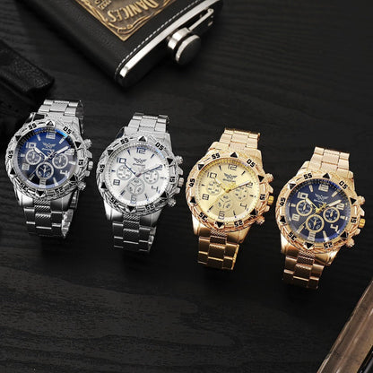 Men's Watch - 's Chunky Sport Gold & Silver Plated Chronograph-Style Bold Case, Blue - product detail view 14