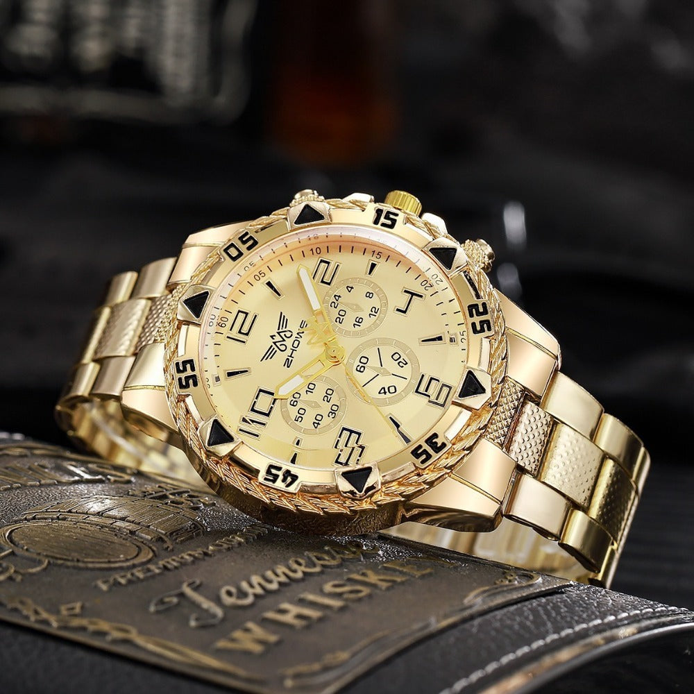 Men's Watch - 's Chunky Sport Gold & Silver Plated Chronograph-Style Bold Case, Blue - product detail view 16
