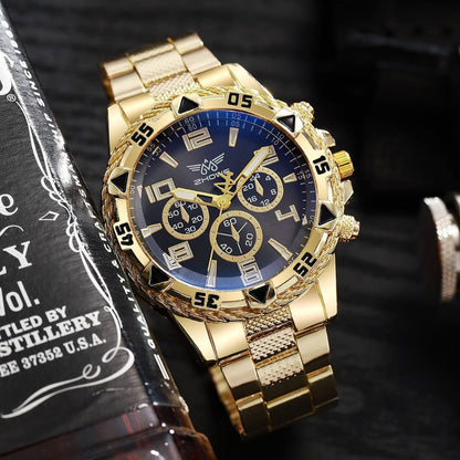 Men's Watch - 's Chunky Sport Gold & Silver Plated Chronograph-Style Bold Case, Blue - product detail view 17