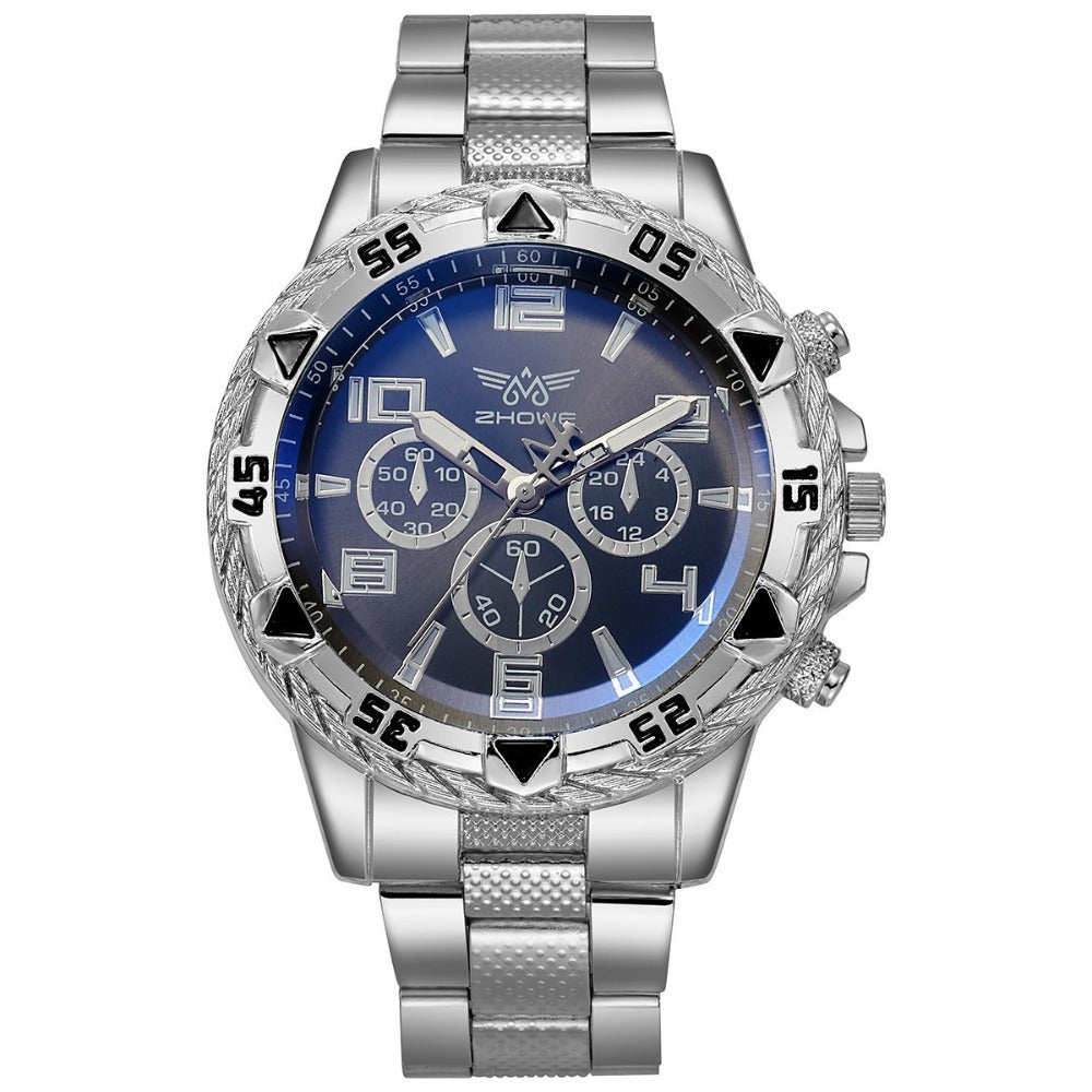 Men's Watch - 's Chunky Sport Gold & Silver Plated Chronograph-Style Bold Case, Blue - product detail view 24
