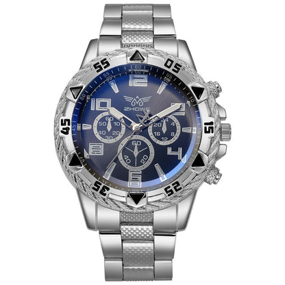 Men's Watch - 's Chunky Sport Gold & Silver Plated Chronograph-Style Bold Case, Blue - product detail view 24