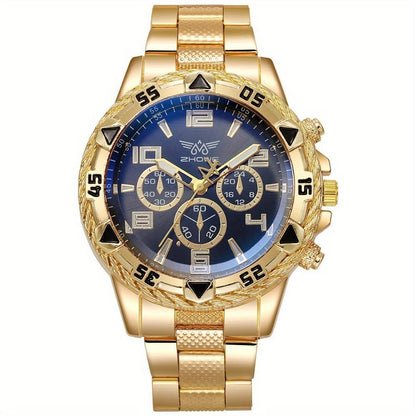 Men's Watch - 's Chunky Sport Gold & Silver Plated Chronograph-Style Bold Case, Blue - product detail view 25