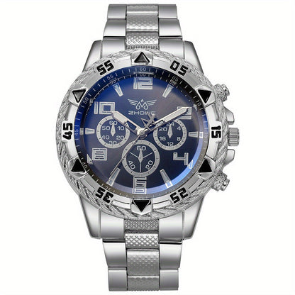 Men's Watch - 's Chunky Sport Gold & Silver Plated Chronograph-Style Bold Case, Blue - product detail view 27