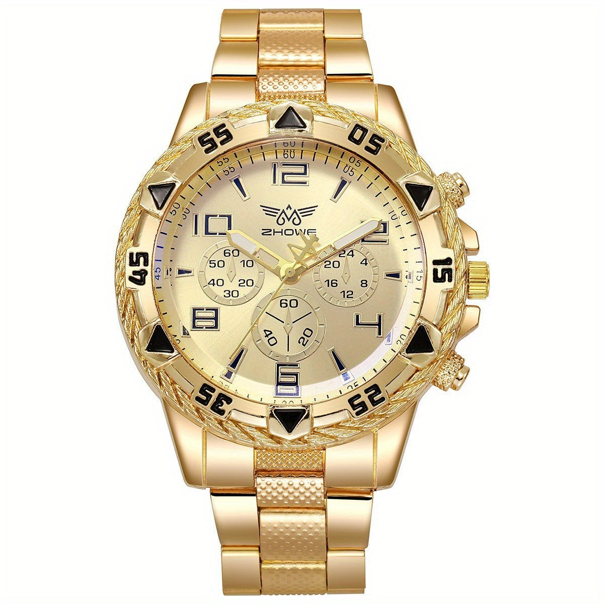 Men's Watch - 's Chunky Sport Gold & Silver Plated Chronograph-Style Bold Case, Blue - product detail view 29