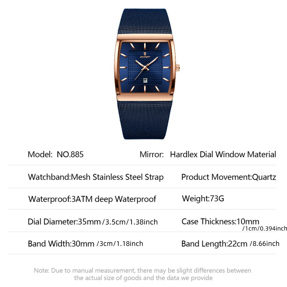 Men's Watch - 's Waterproof Fashion 3ATM Water Resistant, Stainless Steel Mesh Band - product detail view 21