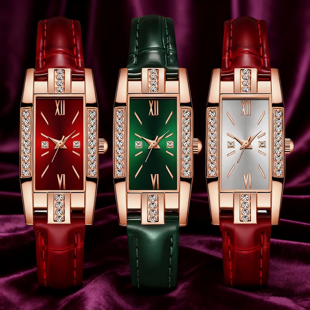 Women's Watch - Set 3pcs Elegant Fashion Wristwatch Ultra-Thin Strap Three Colors Stylish - product detail view 11