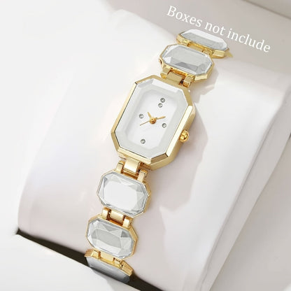 Women's Watch - Square Rhinestone & Jewelry Set for 5pcs - Light Luxury Alloy Chain - product detail view 8
