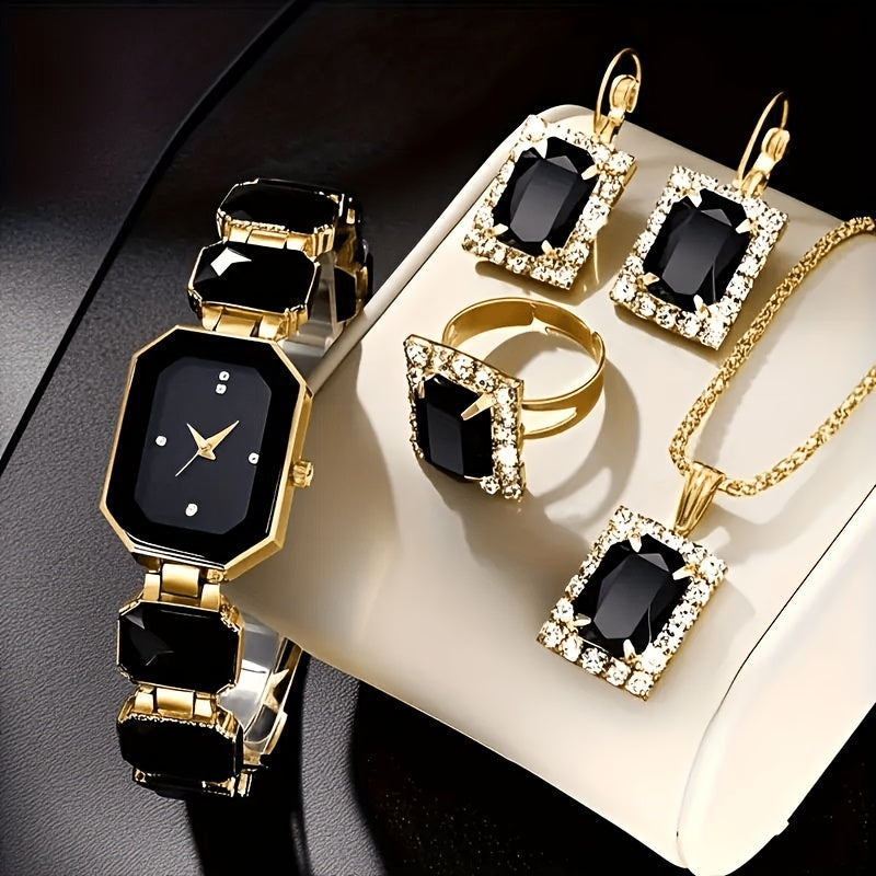 Women's Watch - Square Rhinestone & Jewelry Set for 5pcs - Light Luxury Alloy Chain - product detail view 13