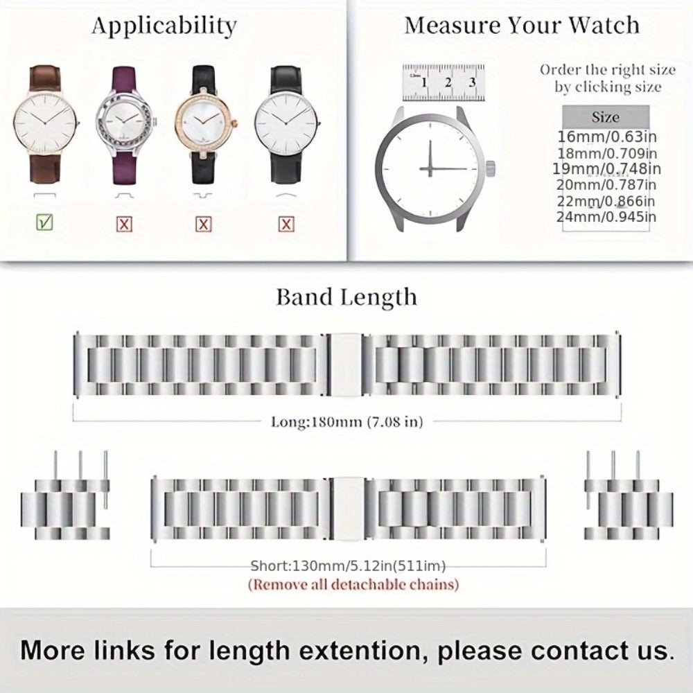 Men's Watch - Stainless Steel Band Quick Release Metal Link Bracelet Strap with - product detail view 17