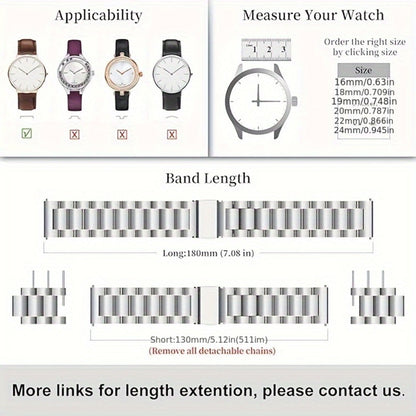 Men's Watch - Stainless Steel Band Quick Release Metal Link Bracelet Strap with - product detail view 17