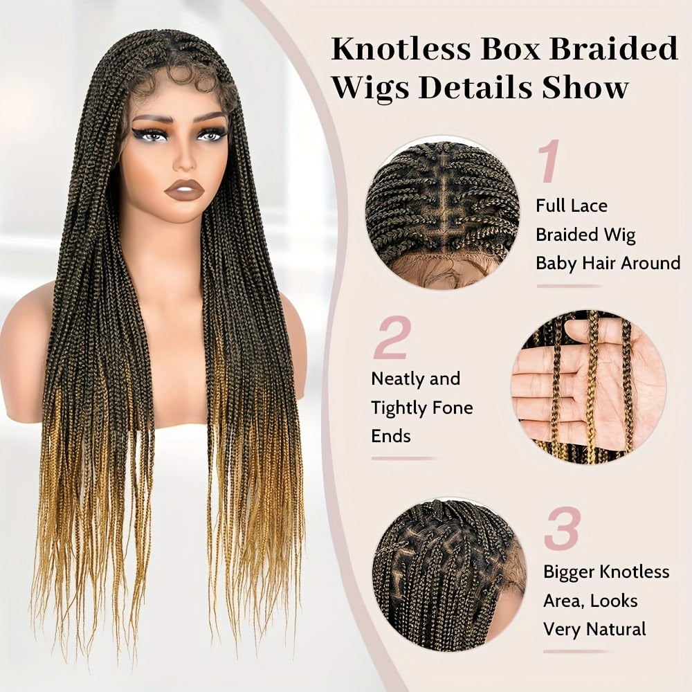 Women's Wig - Box Braided Full Lace 28 Inch Handmade for - No Knots Knotless Braids - product detail view 6