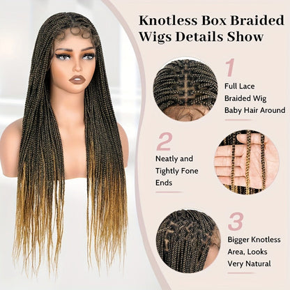 Women's Wig - Box Braided Full Lace 28 Inch Handmade for - No Knots Knotless Braids - product detail view 6