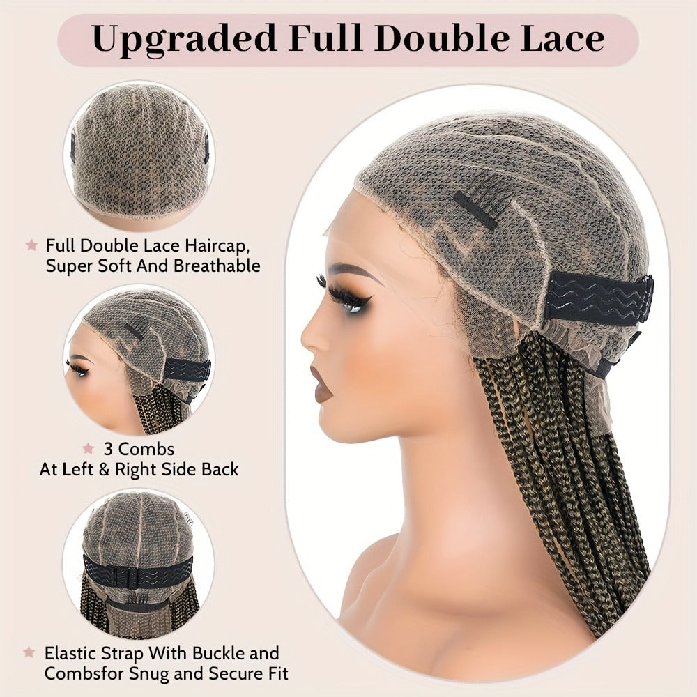 Women's Wig - Box Braided Full Lace 28 Inch Handmade for - No Knots Knotless Braids - product detail view 7