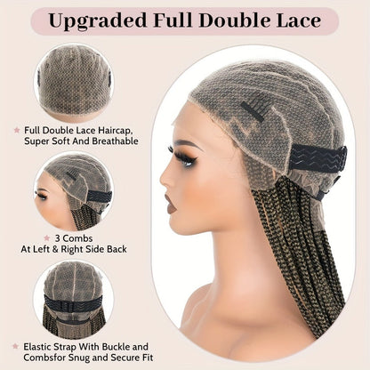 Women's Wig - Box Braided Full Lace 28 Inch Handmade for - No Knots Knotless Braids - product detail view 7