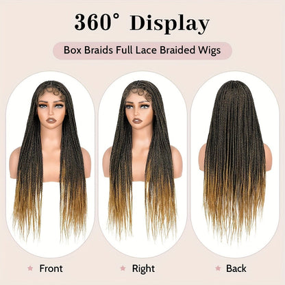 Women's Wig - Box Braided Full Lace 28 Inch Handmade for - No Knots Knotless Braids - product detail view 8