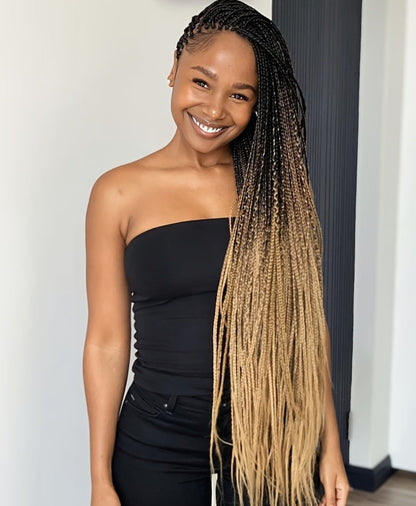 Women's Wig - Box Braided Full Lace 28 Inch Handmade for - No Knots Knotless Braids - product detail view 9