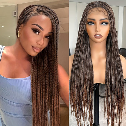 Women's Wig - Box Braided Full Lace 28 Inch Handmade for - No Knots Knotless Braids - product detail view 10
