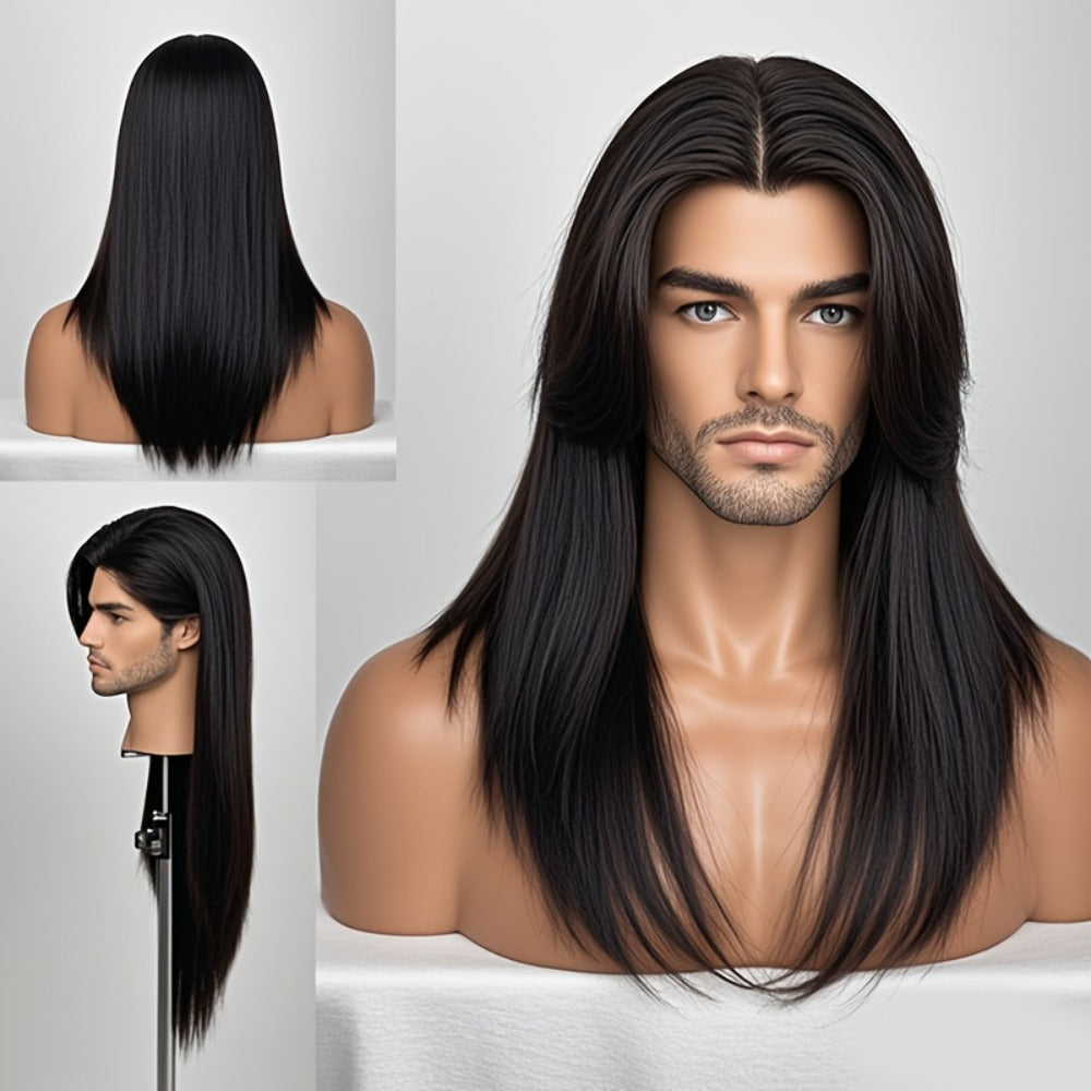 Women's Wig - Long Straight Layered for & Men - 28 Inch Glueless No Glue Heat Resistant - main product view