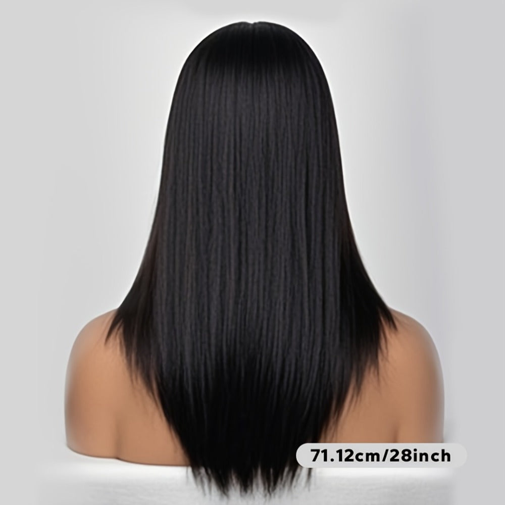 Women's Wig - Long Straight Layered for & Men - 28 Inch Glueless No Glue Heat Resistant - product detail view 8
