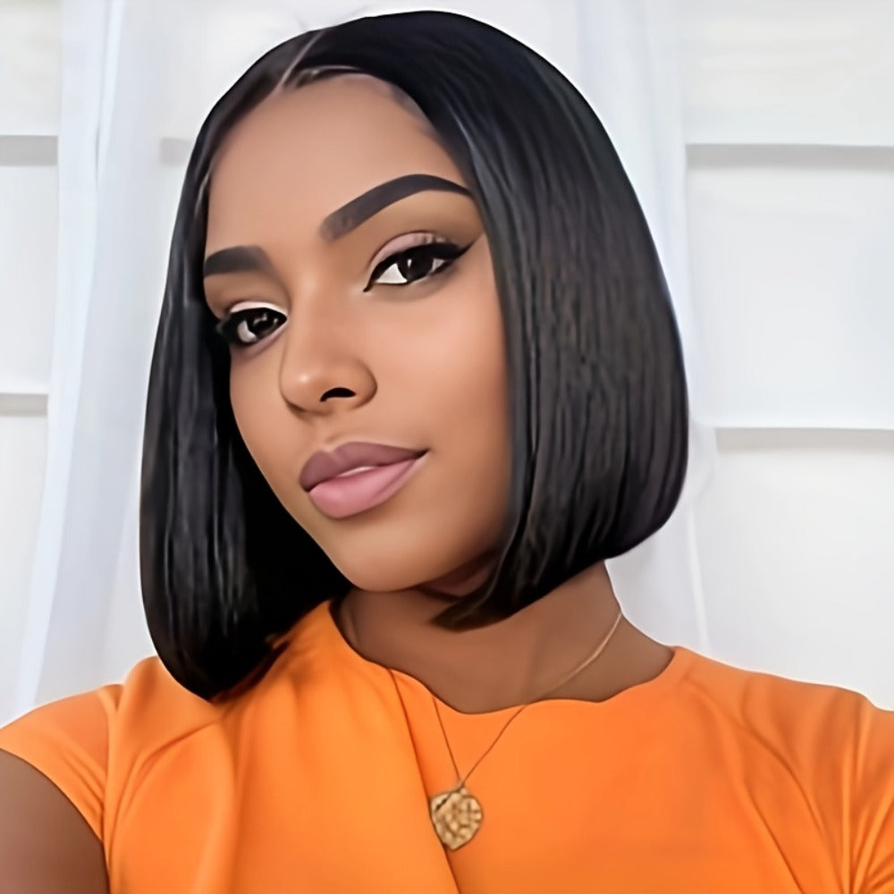 Women's Wig - 's Black Lace Body Wave 12 Inch Heat-Resistant Synthetic Fiber 150% - product detail view 2