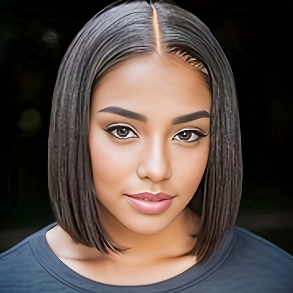 Women's Wig - 's Black Lace Body Wave 12 Inch Heat-Resistant Synthetic Fiber 150% - product detail view 5