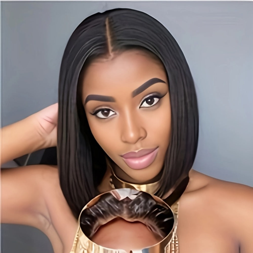 Women's Wig - 's Black Lace Body Wave 12 Inch Heat-Resistant Synthetic Fiber 150% - product detail view 6