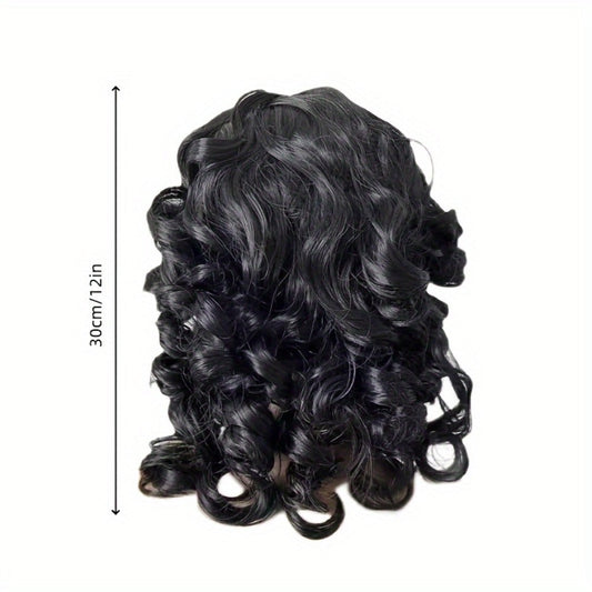 Women's Wig - 's Short Wavy 12 Inch High Temperature Synthetic Fiber Roll Curl with Rose - product detail view 2