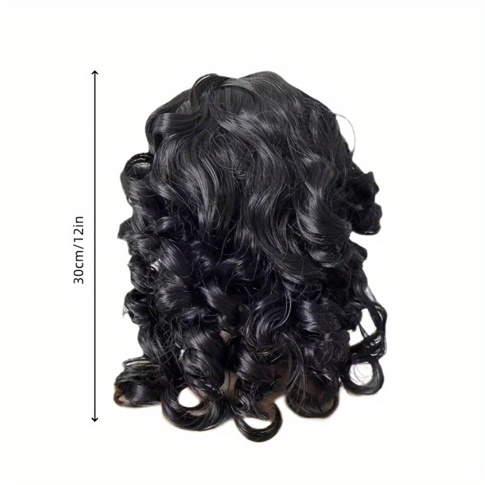 Women's Wig - 's Short Wavy 12 Inch High Temperature Synthetic Fiber Roll Curl with Rose - product detail view 2