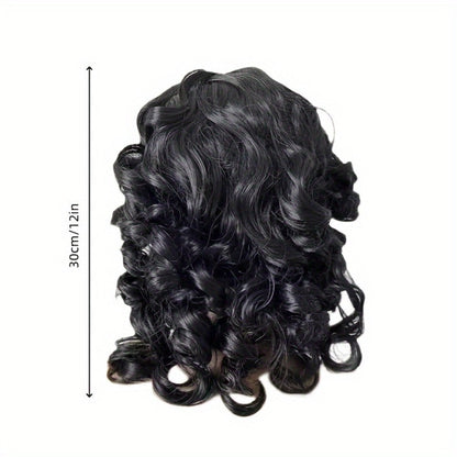 Women's Wig - 's Short Wavy 12 Inch High Temperature Synthetic Fiber Roll Curl with Rose - product detail view 2
