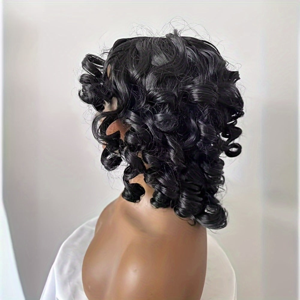 Women's Wig - 's Short Wavy 12 Inch High Temperature Synthetic Fiber Roll Curl with Rose - product detail view 5