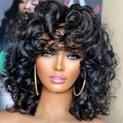 Women's Wig - 's Short Wavy 12 Inch High Temperature Synthetic Fiber Roll Curl with Rose - product detail view 7