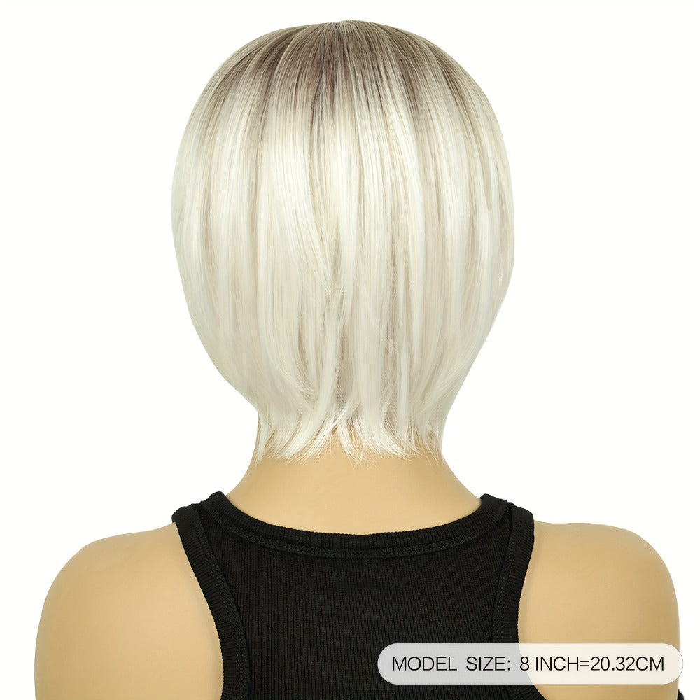 Women's Wig - Short Pixie Cut for - 8 Inch Silvery Grey Heat Resistant Synthetic Hair - product detail view 4