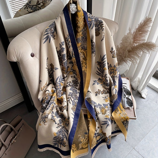 Scarf for Women - Bohemian Floral Print Cashmere for Warm Thick Long Shawl Wrap, Jacquard - main product view
