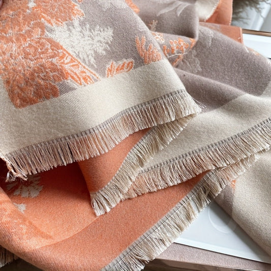 Scarf for Women - Bohemian Floral Print Cashmere for Warm Thick Long Shawl Wrap, Jacquard - product detail view 2