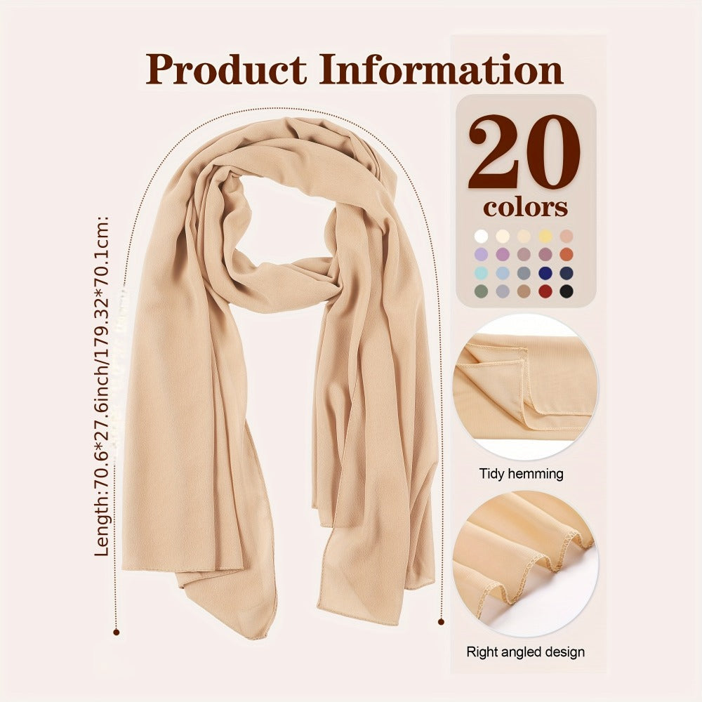 Scarf for Women - Chiffon Hijab 20 Pack Soft Lightweight Long Head Wrap for Muslim - 20 - product detail view 3