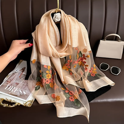 Scarf for Women - Embroidered Begonia Flower 2-Pack Dual Layer Lightweight Breathable Shawl - product detail view 4