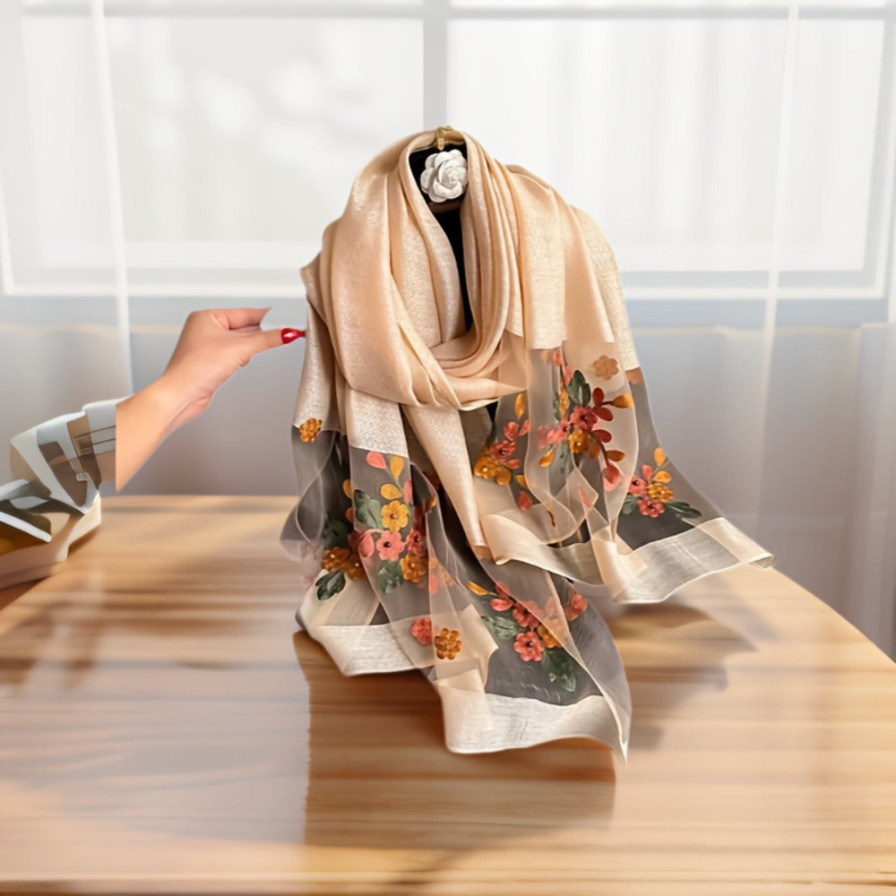 Scarf for Women - Embroidered Begonia Flower 2-Pack Dual Layer Lightweight Breathable Shawl - product detail view 8