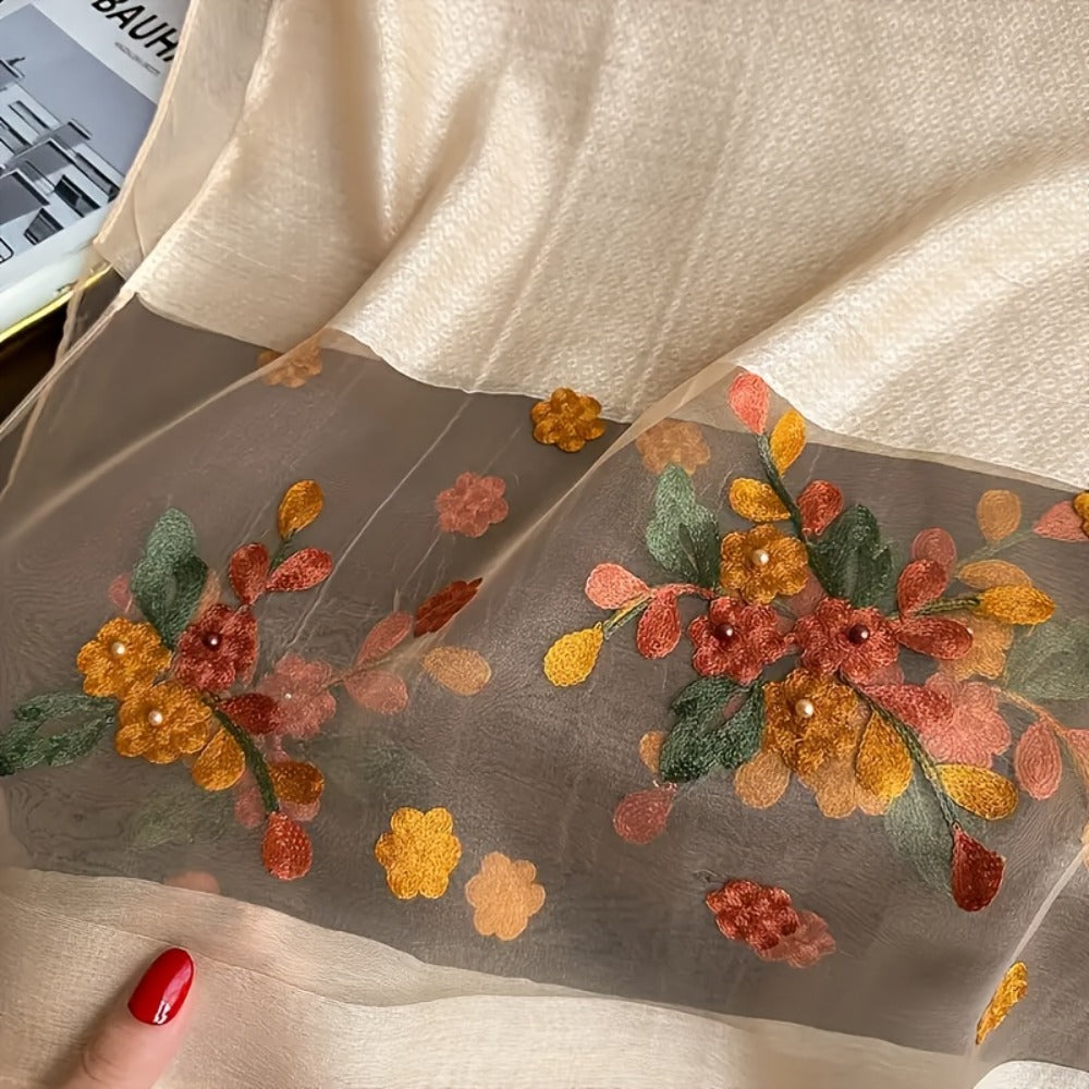 Scarf for Women - Embroidered Begonia Flower 2-Pack Dual Layer Lightweight Breathable Shawl - product detail view 11