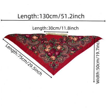 Scarf for Women - Headscarf with Golden Chain - Floral Print Hijab Shawl 100% Polyester - product detail view 4