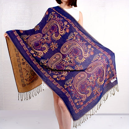 Scarf for Women - Paisley Shawl with Fringe Boho Ethnic Wrap Warm Neck for Travel Music - product detail view 19