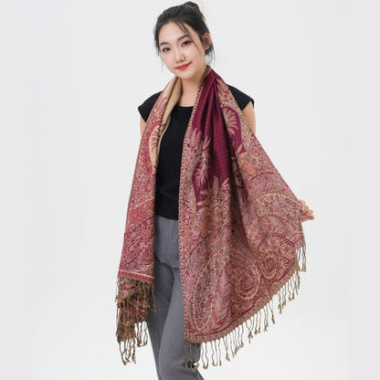 Scarf for Women - Pashmina Shawl for Thick Paisley Phoenix Tail Pattern Warm Wrap Large Soft - product detail view 4